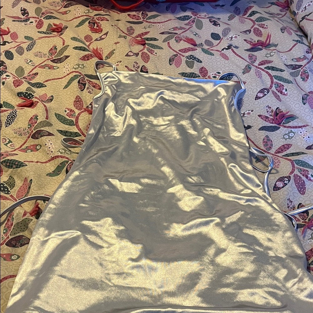 Zaful Metallic Satin Tie-Back Mini Dress